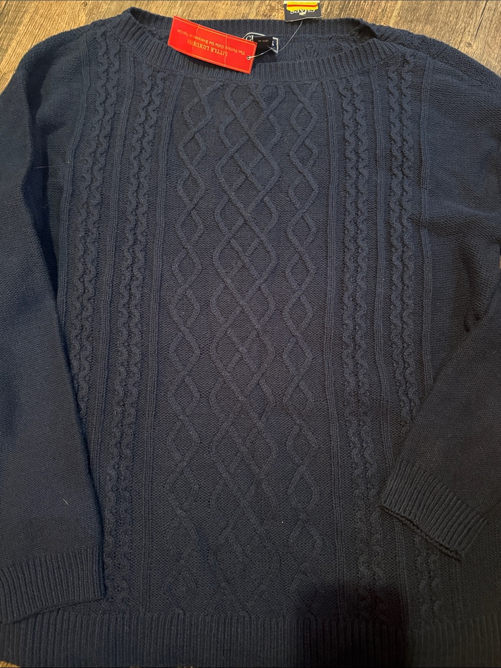 Chaps Navy Cable-Knit Crewneck Sweater